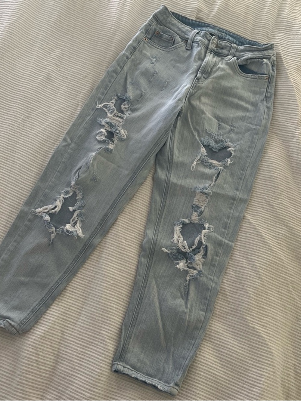 Distressed mom jeans